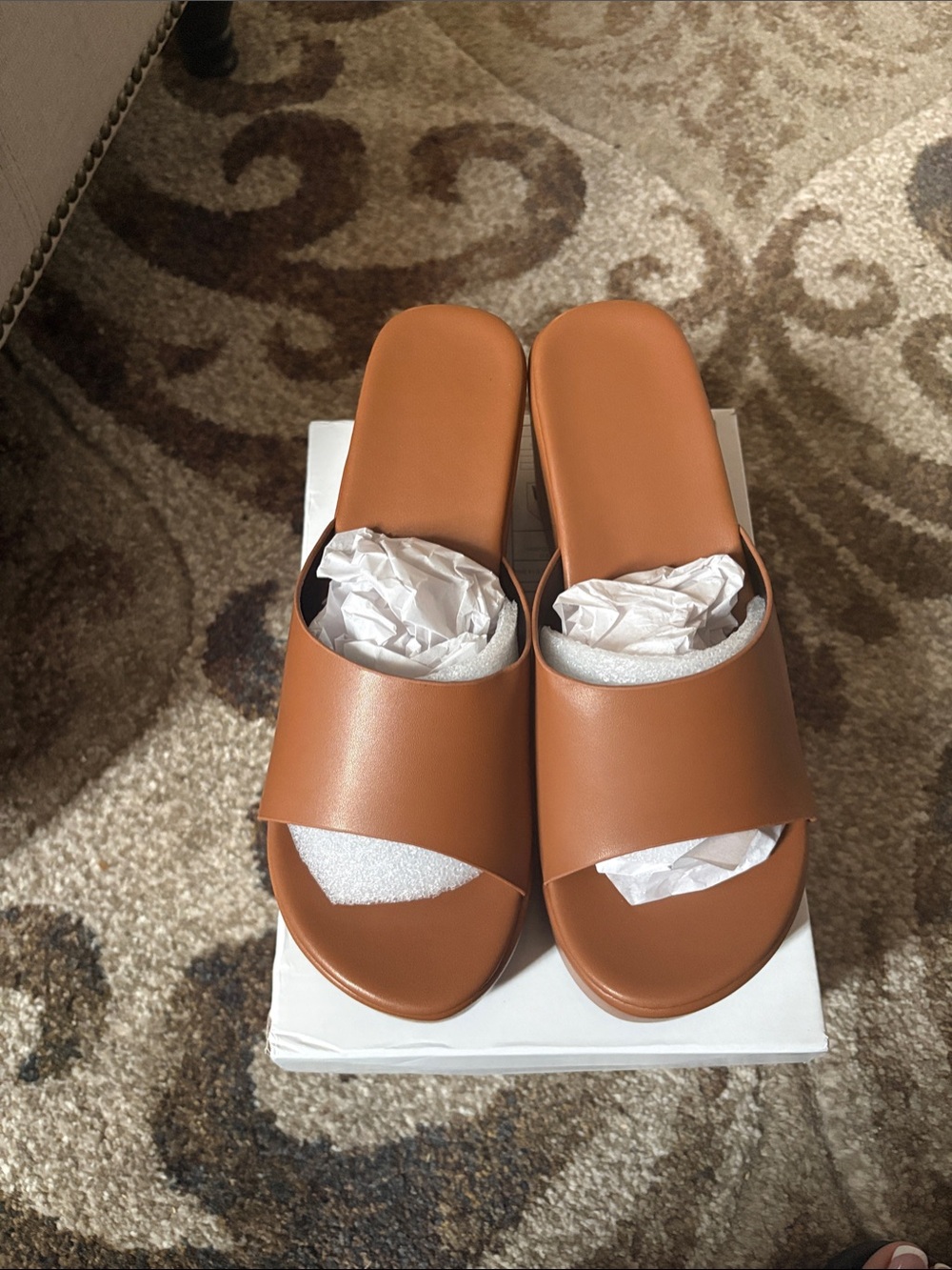 Women's Slide Sandals in Tan - Smooth Everyday Slip-On